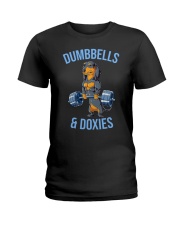 Dumbbells And Doxies Ladies T-Shirt thumbnail