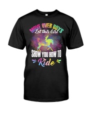 Move over boys this girl show yo how to ride horse Premium Fit Mens Tee tile