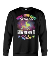 Move over boys this girl show yo how to ride horse Crewneck Sweatshirt tile