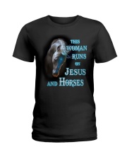 This Woman Runs on Jesus and Horses Ladies T-Shirt tile