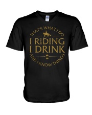 I riding horse I drink and I know things V-Neck T-Shirt tile