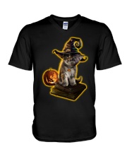 Kitty Witch And Books V-Neck T-Shirt tile