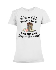 Horse girl Give a Girl the right boots Premium Fit Ladies Tee tile