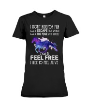I ride horse to feel alive Premium Fit Ladies Tee tile