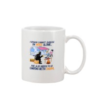 A woman needs to go camping and beer Mug tile