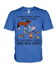 A woman need a Horse and her Dogs V-Neck T-Shirt tile