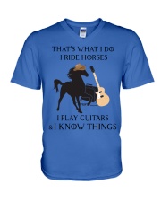 I ride horses and play guitars V-Neck T-Shirt tile