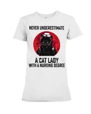 Under Estimate A Cat Lady Premium Fit Ladies Tee tile