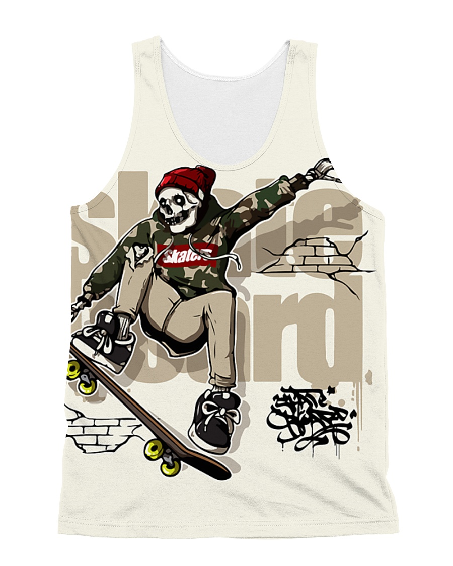 Skull Riding Skateboard All-over Unisex Tank