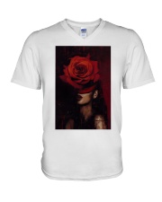 African Woman Art, Flower Head Woman, Black women art, black flowers head, black art, african american art V-Neck T-Shirt tile