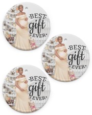 Biracial Pregnancy Ornament Black Girl Christmas Circle ornament - 3 pieces (porcelain) front