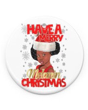 Black Girl Melanin Christmas Circle Ornament (Porcelain) tile