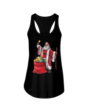 Black Santa Christmas Ladies Flowy Tank tile