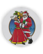 Black Santa and Mrs Claus Christmas Circle Ornament (Wood tile