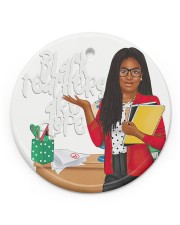 Black Teacher Christmas UV Circle Ornament (Porcelain) tile