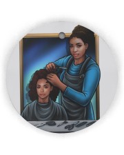 Black Hairdresser Christmas Circle Ornament (Wood tile