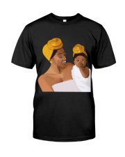 Beauty Black Headwrap Cute Mom And Baby Love To Mom Mother's Day Ladies T-Shirt Classic T-Shirt tile