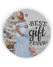 Pregnancy Black Girl Christmas Black Mom Circle Ornament (Wood tile