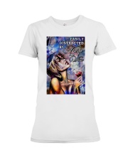 Easily Distracted By Music And Wine Premium Fit Ladies Tee tile