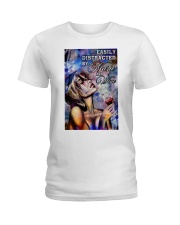 Easily Distracted By Music And Wine Ladies T-Shirt tile