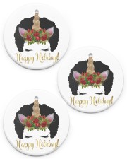 Happy Holidays Red Afro Unicorn Christmas Circle ornament - 3 pieces (porcelain) front