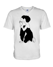 Black Mother And Daughter Bless Ladies T-Shirt V-Neck T-Shirt tile