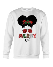 Merry Afro Black Kid Girls Messy Bun Chrismtas Xmas Pajama Crewneck Sweatshirt front
