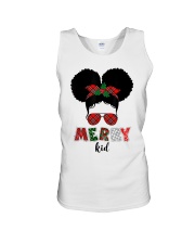 Merry Afro Black Kid Girls Messy Bun Chrismtas Xmas Pajama Unisex Tank tile