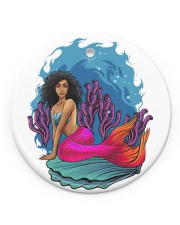 Sexy Black Mermaid Black Girl Circle Ornament (Porcelain) tile