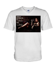 Easily Distracted by Music and Wine V-Neck T-Shirt tile