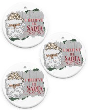 Leopard Black Santa Christmas Circle ornament - 3 pieces (porcelain) front