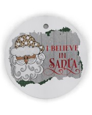 Leopard Black Santa Christmas Circle Ornament (Wood tile