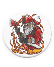 Black Santa Firefighter Christmas Circle Ornament (Porcelain) tile
