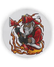 Black Santa Firefighter Christmas Circle Ornament (Wood tile