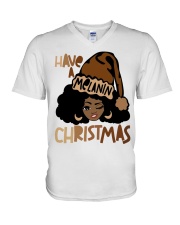 Have A Melanin Christmas V-Neck T-Shirt tile