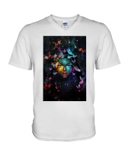 Black girl butterfly V-Neck T-Shirt tile