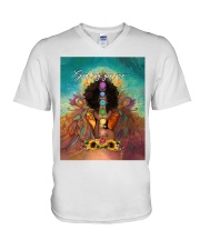 Black Girl Yoga God Say You Are V-Neck T-Shirt tile