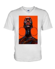 African American Woman V-Neck T-Shirt tile