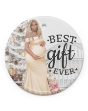 Pregnancy Ornament Black Girl Christmas Black Mom Pregnant Christmas Circle Ornament (Porcelain) tile