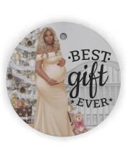 Pregnancy Ornament Black Girl Christmas Black Mom Pregnant Christmas Circle Ornament (Wood tile