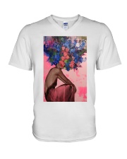 Floral Head Woman V-Neck T-Shirt tile