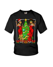 Black Women Girls Merry Christmas Afro Queen Melanin X-Mas Youth T-Shirt tile
