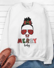 Merry Afro Black Baby Girls Messy Bun Chrismtas Xmas Pajama Crewneck Sweatshirt apparel-crewneck-sweatshirt-lifestyle-front-115