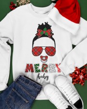 Merry Afro Black Baby Girls Messy Bun Chrismtas Xmas Pajama Crewneck Sweatshirt apparel-crewneck-sweatshirt-lifestyle-front-21
