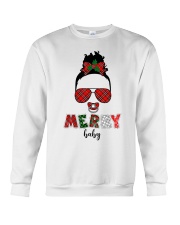 Merry Afro Black Baby Girls Messy Bun Chrismtas Xmas Pajama Crewneck Sweatshirt front