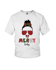 Merry Afro Black Baby Girls Messy Bun Chrismtas Xmas Pajama Youth T-Shirt tile
