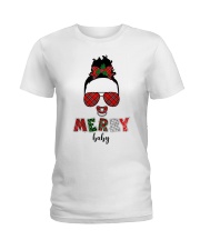 Merry Afro Black Baby Girls Messy Bun Chrismtas Xmas Pajama Ladies T-Shirt tile