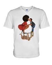 Modern Mother and Son Lions - Black Family Classic T-Shirt V-Neck T-Shirt tile