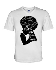 God Says You Are V-Neck T-Shirt tile