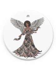 Floral Rose Black Christmas Angel Circle Ornament (Porcelain) tile
